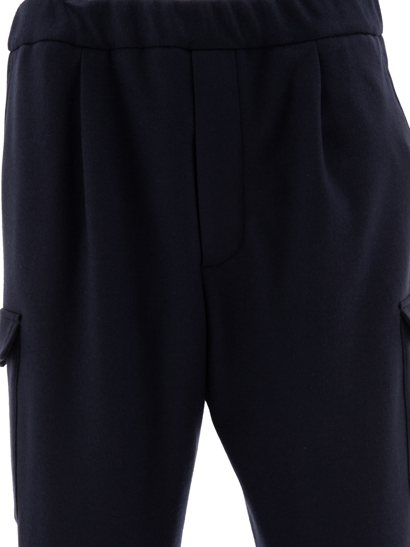 PRADA Blue Cargo trousers in cashmere and wool